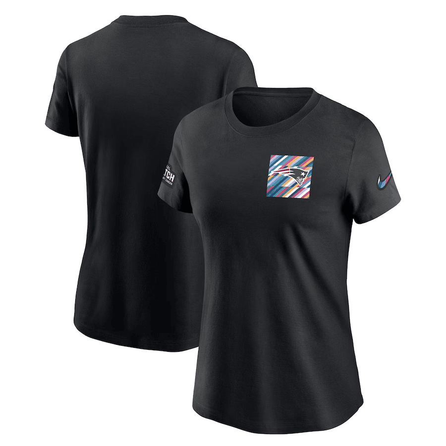 Women's New England Patriots Black 2023 Crucial Catch Sideline Tri-Blend T-Shirt(Run Small)